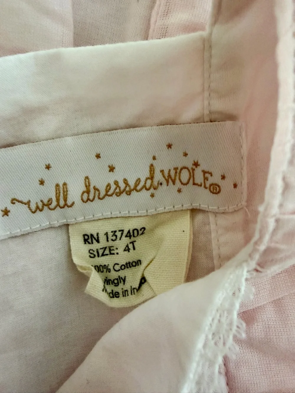 Well Dressed Wolf Girls Pink Lace Cross Embroidered Ruffled Tunic Shorts Set 4T